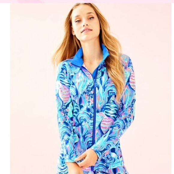 Lilly Pulitzer Sunset Key Scale Up Luxletic Zip Up Jacket L - Picture 1 of 9